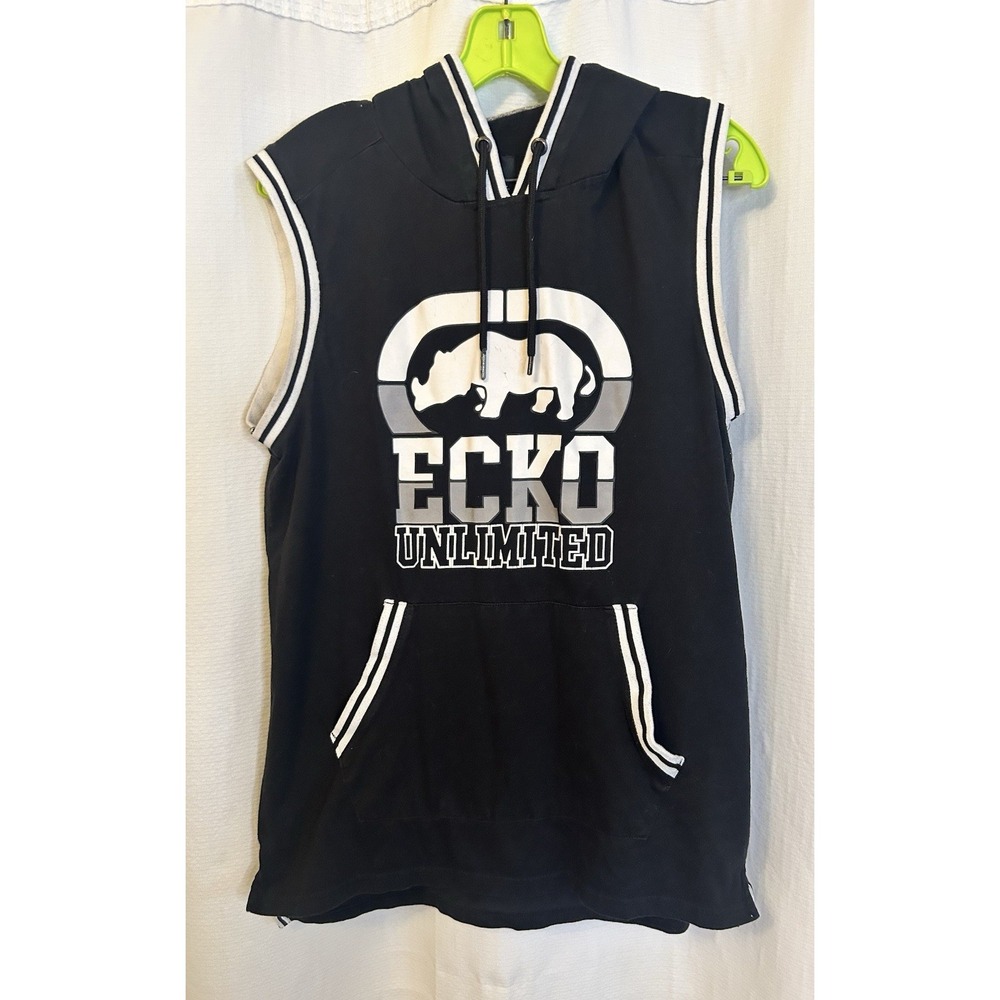 Ecko Unlmtd Hoodie Mens M Pullover Sweatshirt Sleeveless Vest Tank Ringer Y2K